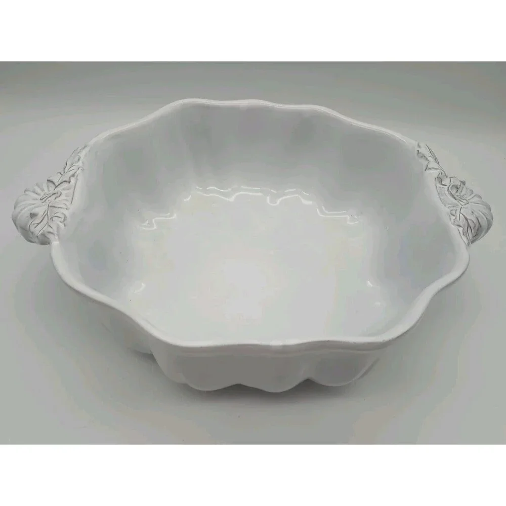 Sur La Table Bowl Embossed Pumpkin White Double Handled Serving 9